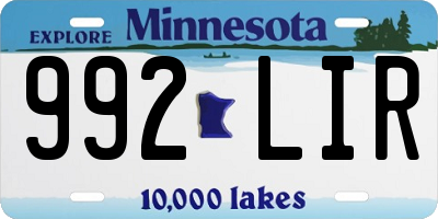 MN license plate 992LIR
