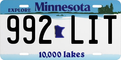 MN license plate 992LIT