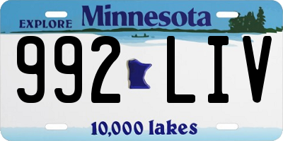 MN license plate 992LIV
