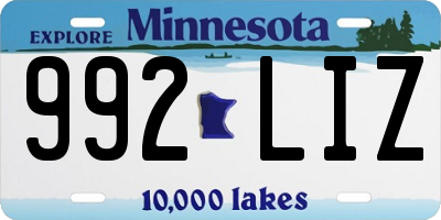 MN license plate 992LIZ