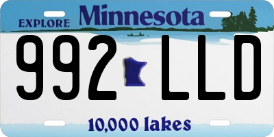 MN license plate 992LLD