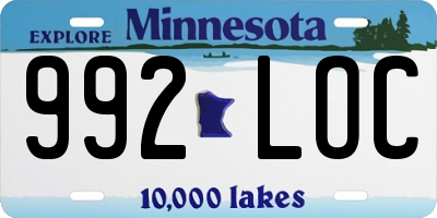 MN license plate 992LOC