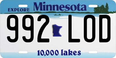MN license plate 992LOD