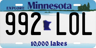 MN license plate 992LOL