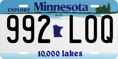 MN license plate 992LOQ