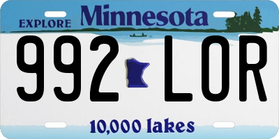 MN license plate 992LOR