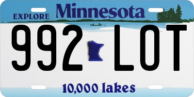 MN license plate 992LOT
