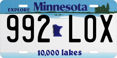 MN license plate 992LOX