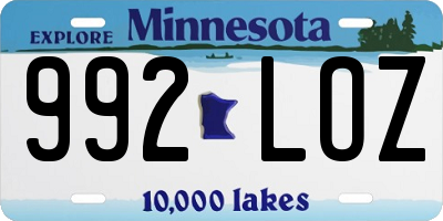MN license plate 992LOZ