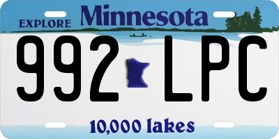 MN license plate 992LPC