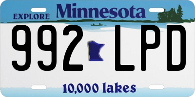 MN license plate 992LPD