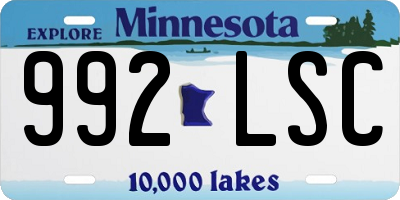 MN license plate 992LSC