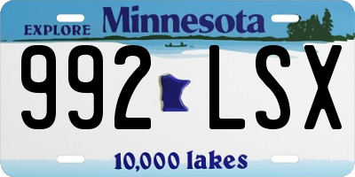 MN license plate 992LSX