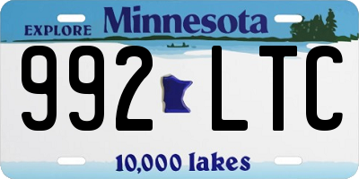 MN license plate 992LTC