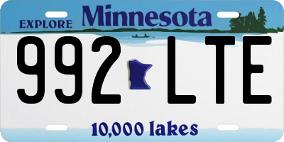 MN license plate 992LTE