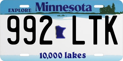 MN license plate 992LTK