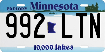 MN license plate 992LTN