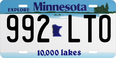 MN license plate 992LTO