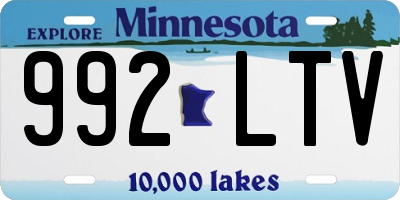 MN license plate 992LTV