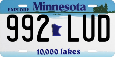 MN license plate 992LUD