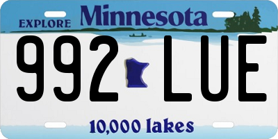MN license plate 992LUE