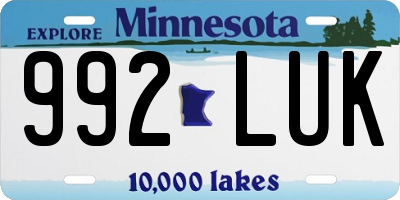 MN license plate 992LUK