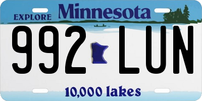 MN license plate 992LUN