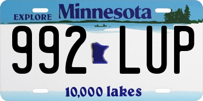 MN license plate 992LUP