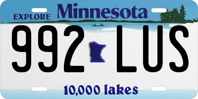 MN license plate 992LUS