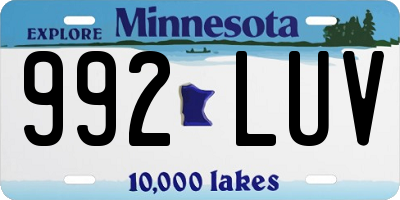 MN license plate 992LUV