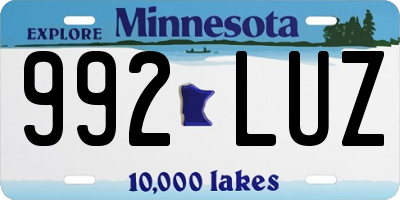 MN license plate 992LUZ