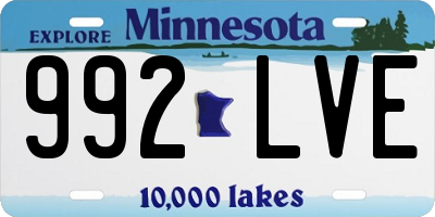 MN license plate 992LVE