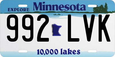 MN license plate 992LVK