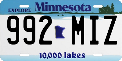 MN license plate 992MIZ