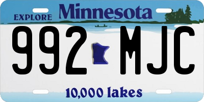MN license plate 992MJC