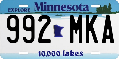 MN license plate 992MKA