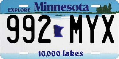 MN license plate 992MYX