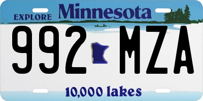 MN license plate 992MZA