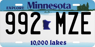 MN license plate 992MZE