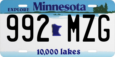 MN license plate 992MZG