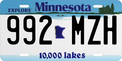 MN license plate 992MZH