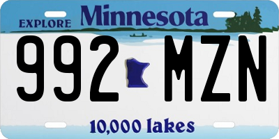 MN license plate 992MZN