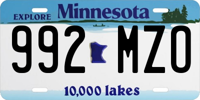 MN license plate 992MZO