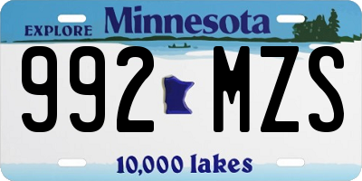 MN license plate 992MZS