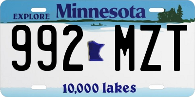 MN license plate 992MZT