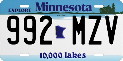 MN license plate 992MZV