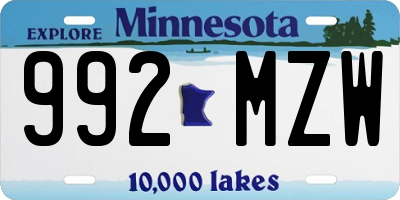MN license plate 992MZW