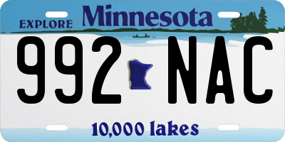 MN license plate 992NAC