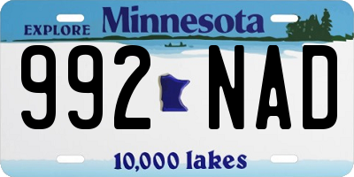 MN license plate 992NAD