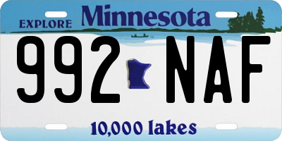 MN license plate 992NAF